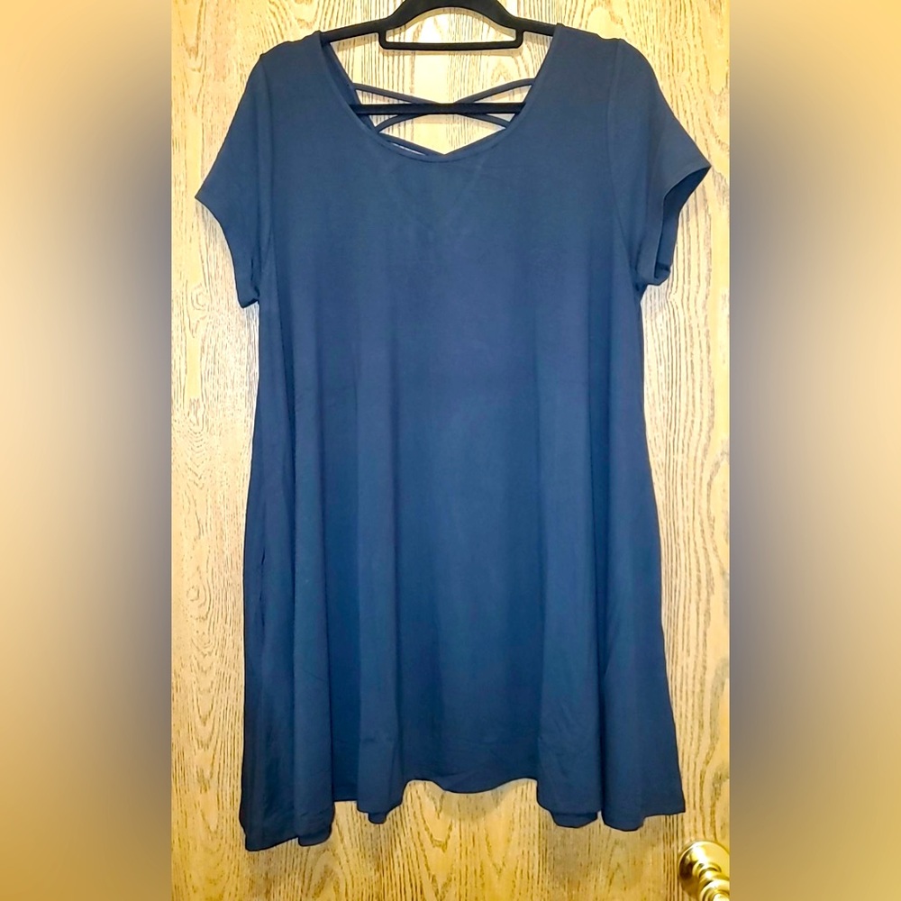 MOUNTAIN MAMAS XXL Like New Criss Cross Shorty Tunic Dress Black